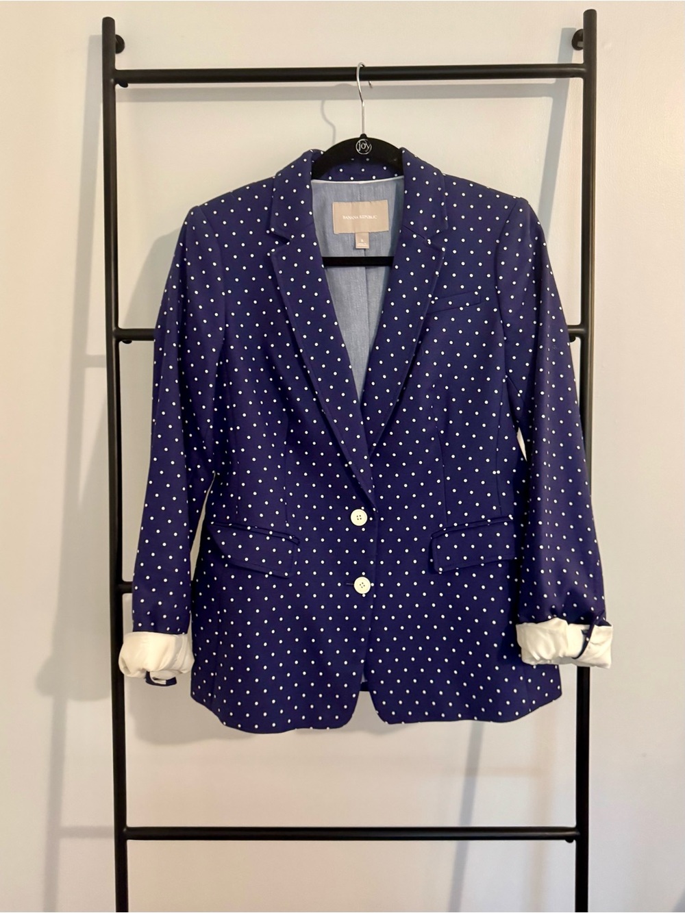 Women’s Polka Dot Navy Boyfriend Blazer - Banana Republic, 8